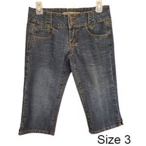 Vintage Y2K Hint Jeans Junior Capri Sz 3 Low Rise Denim Button Accents Pockets